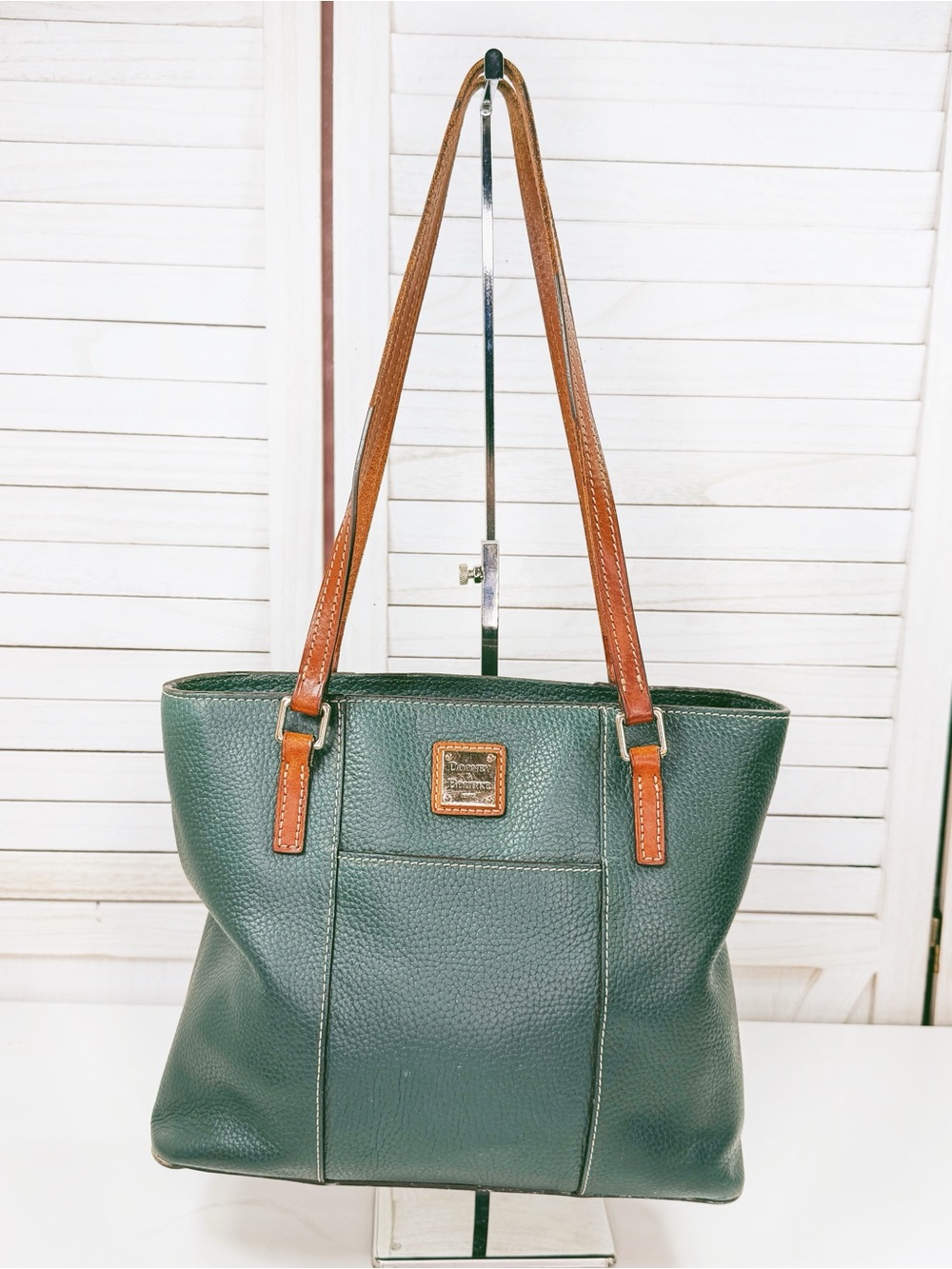 Dooney & Bourke Lexington Small Shopper Tote Bag Pebble Leather Dark Green Sage